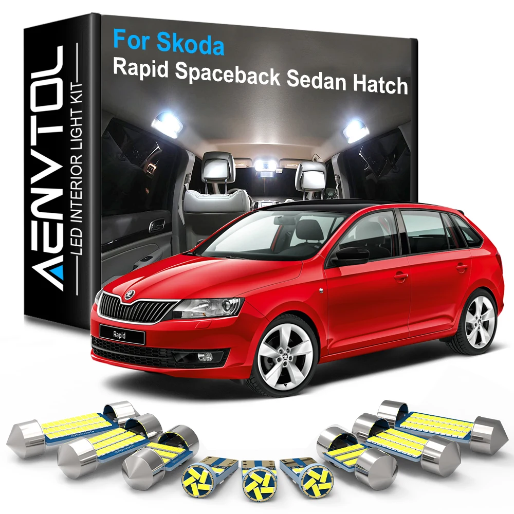 AENVTOL Canbus For Skoda Rapid Spaceback Sedan Hatch 2013 2014 2015 2016 2017 2018 2019 2020 2021 Accessories Indoor Lights LED |