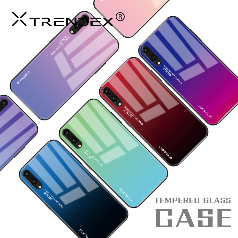 

Gradient Tempered Glass Case Cover For Huawei P30 P20 Pro Lite Y6 Y7 Y9 Prime 2019 Hybrid Soft Cases For Honor 20 10 8X P Smart+