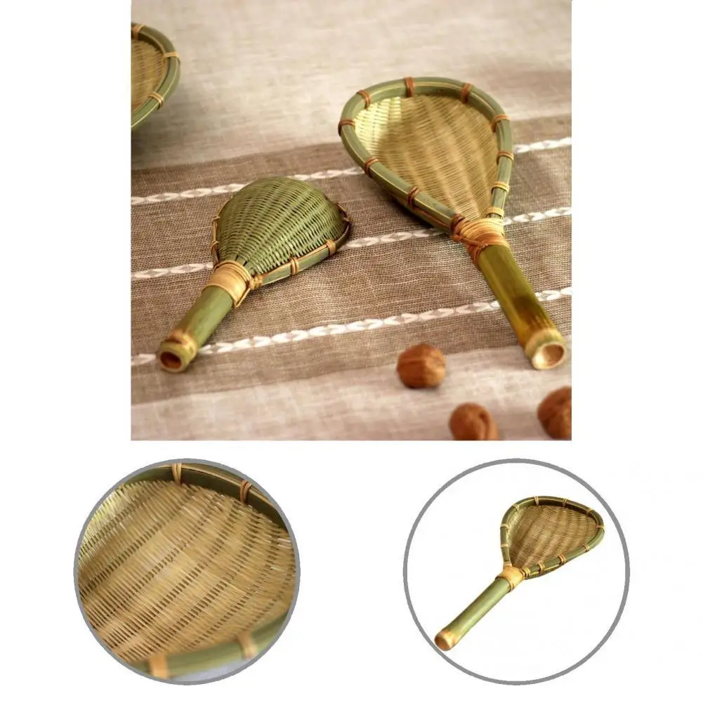 Lightweight Creative Natural Bamboo Mesh Sieve Long Handle Healthy Filtered Spoon Durable for Household