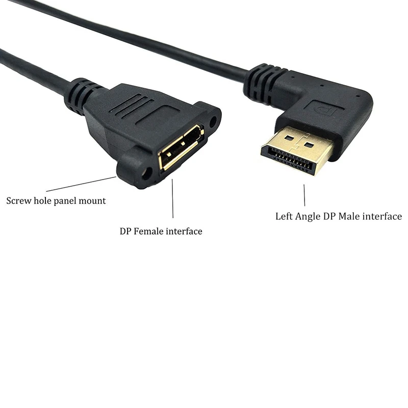 DP кабель 12 дюймов/30 см 90 градусов Displayport (DP) Male DisplayPort Female с резьбовым отверстием и