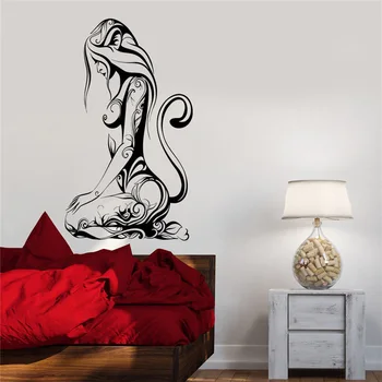 

Wall Decal Abstract Pattern Beautiful Sticker Art Decor Living Wall Sticker 3045 Sexy Girl Cat Animal Single-piece Package 3045