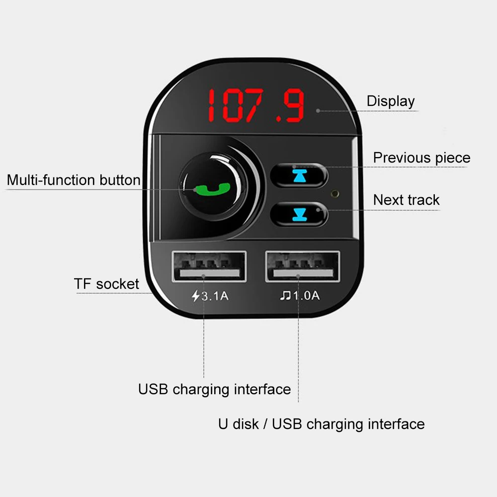 Автомобильный MP3-плеер USB зарядное устройство 2.1A автомобильные аксессуары Handsfree SD FM приемник автомобильный комплект Handsfree беспроводной Bluetooth FM lcd передатчик