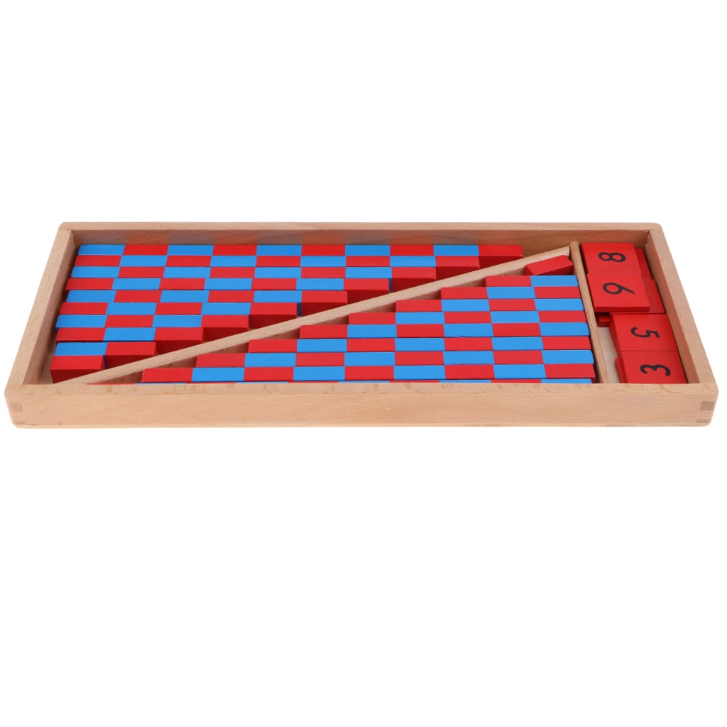 Montessori Toy Wooden Red & Blue Rods Kids Classic Learning & Education Toy