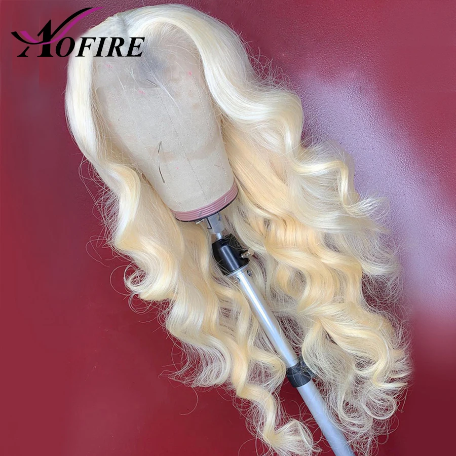 613 светлые волосы Тело Волна Бразильские Реми прозрачный 13x4 Синтетические волосы на кружеве парики из натуральных волос для Для женщин предварительно вырезанные с детскими волосами aofire