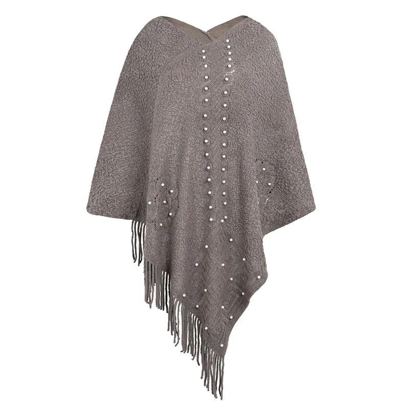 NLAND Poncho con Borla Para Mujer Poncho y Capas de punto de Mujer