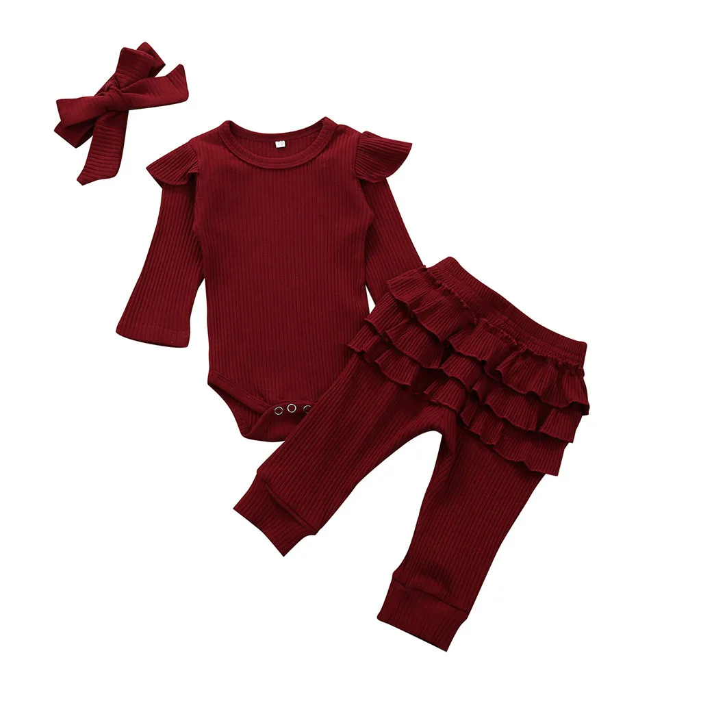 Одежда для новорожденных и маленьких девочек; ropa niuna oдeжда для новорожденных; комбинезон с оборками; штаны; леггинсы; повязка на голову; комплект одежды