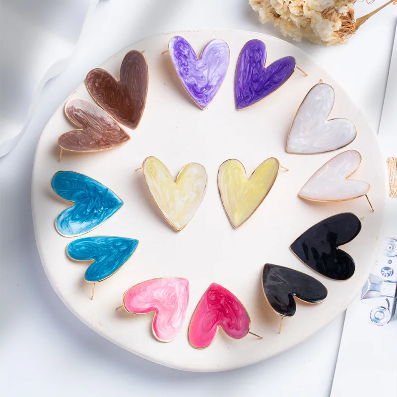 Stud Earrings Folding Heart Stud Earrings Women Colorful Pattern Graffiti Earrings Bridesmaid Gift Anniversary Jewelry Love