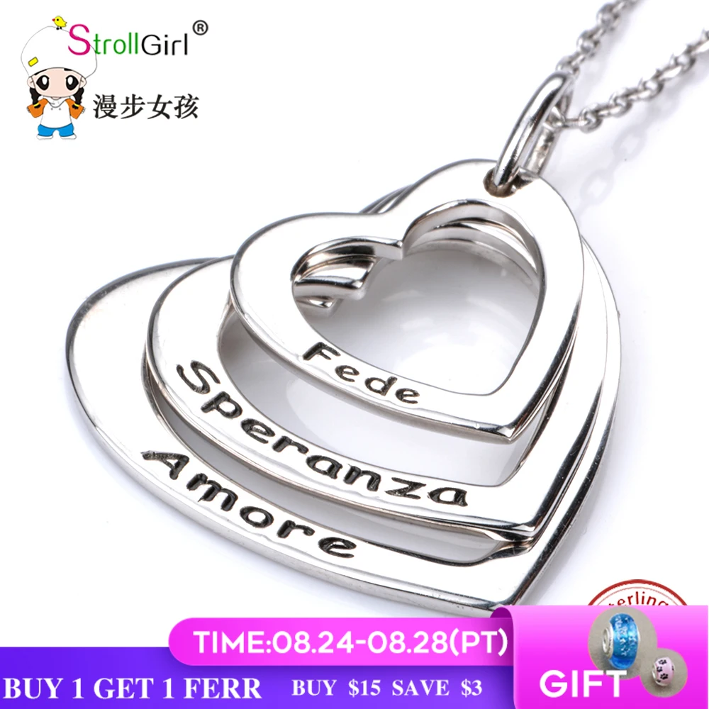 

Stroll Girl 925 Sterling Silver Chain Pendant Choker Necklace Jewelry Heart Love Customized Necklaces & Pendants for Women 2017