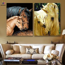 DIY картинки для раскраски по номерам с цветами Лошадь Единорог Белая лошадь картина Рисование по номерам в рамке дома