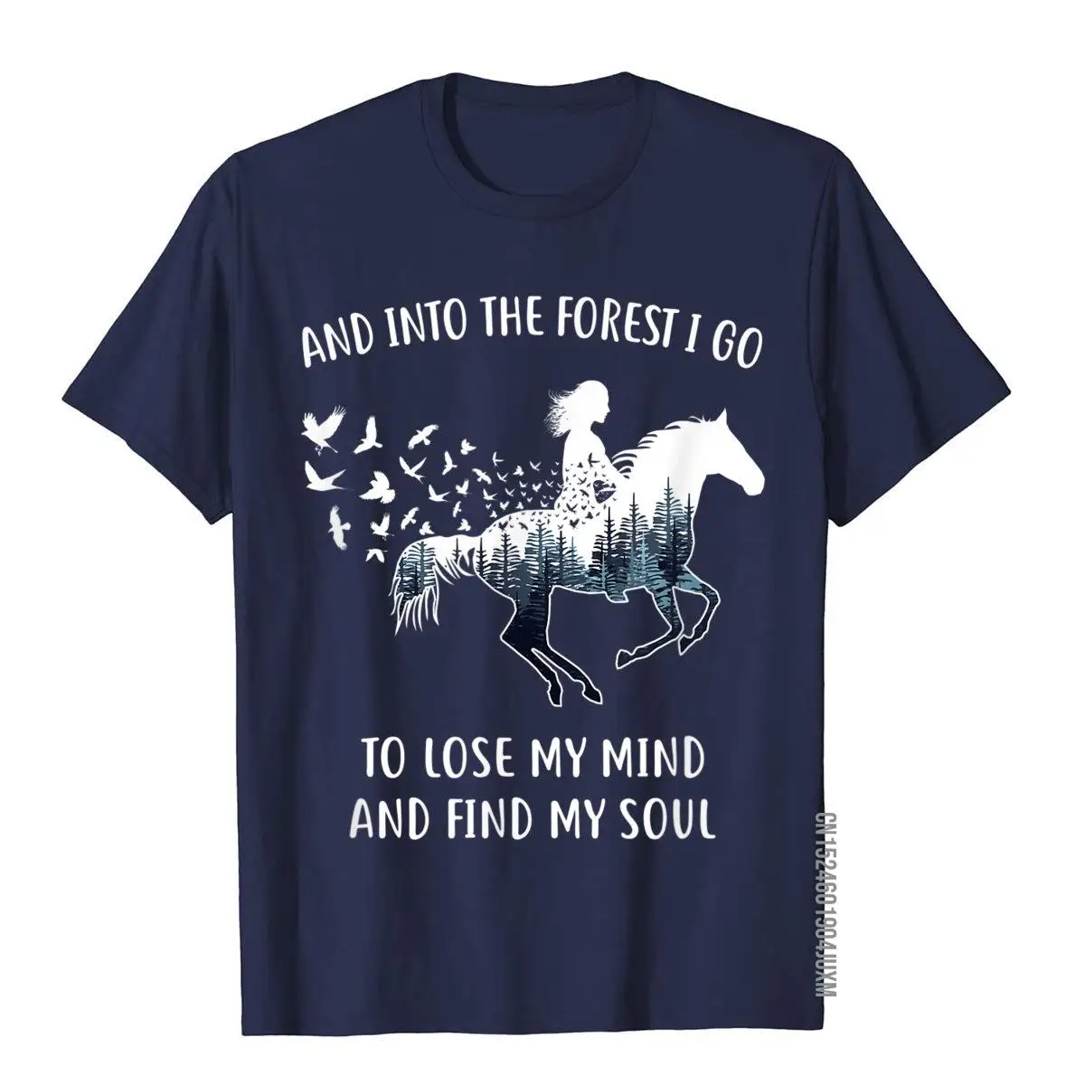 Horse Shirts For Women Into The Forest I Go Horse Riding T-Shirt__97A1125navy