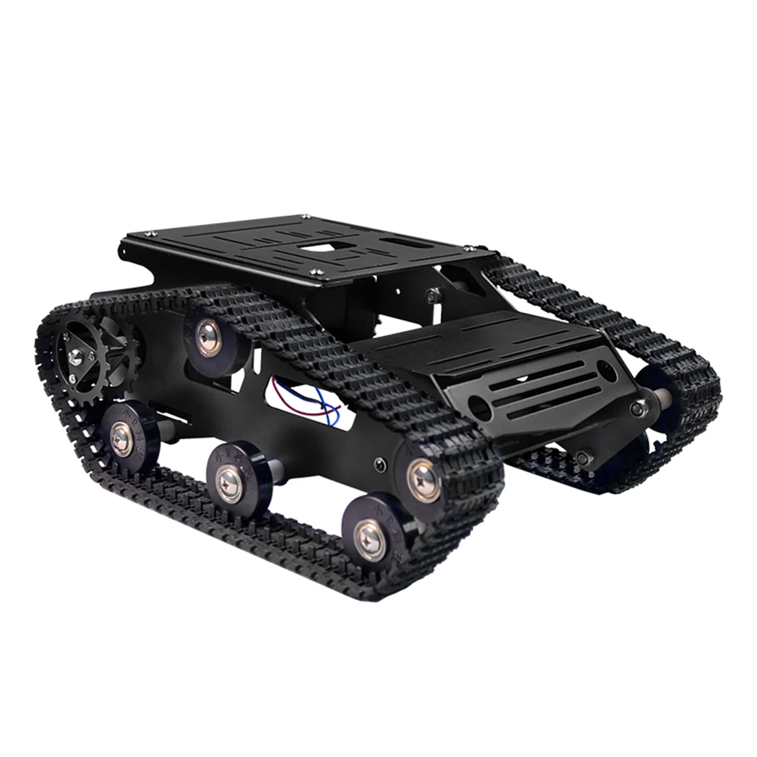 DIY умный робот гусеничный Танк шасси автомобиля рама комплект модель образовательная игрушка подарок для ребенка ребенок взрослый-синий/черный/красный/золотой/зеленый - Цвет: Черный