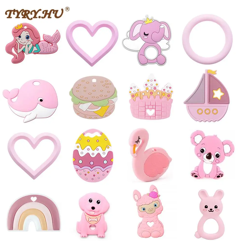 Silicone Teething Toys TYRY.HU 1pc BPA Free Silicone Teethers Food Grade Silicone Beads DIY Teething Necklace Baby Shower Gifts Cartoon Animals Teether teething toys silicone teething toys baby teething toys silicone teether silicone teething beads