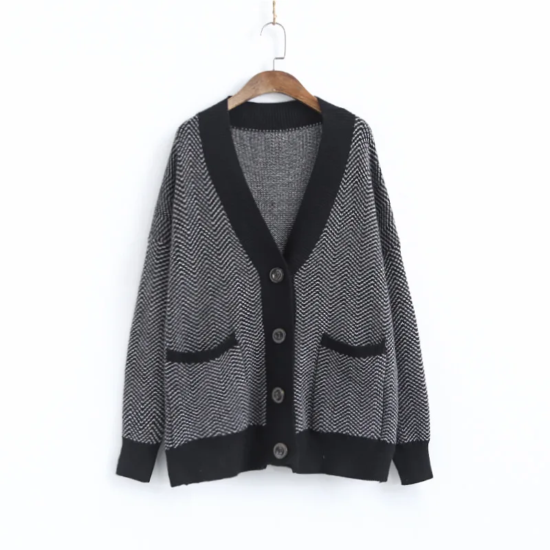 

Johnature 2019 Autumn Women Sweater New Long Sleeve Knitted Cotton Casual Pocket V-neck Single Breasted Leisure Sweater