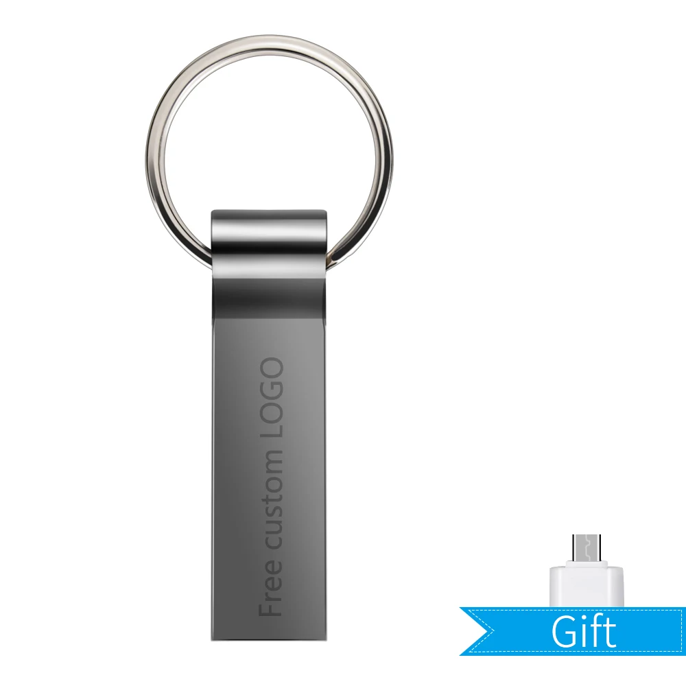 Серый Metal 2.0 Usb Flash Drive 16gb Pendrive 64gb Waterproof Pen Drive 32gb Flash Memory Stick 8gb 4gb Cle Usb 128gb Free Custom Logo - Цвет: Серый