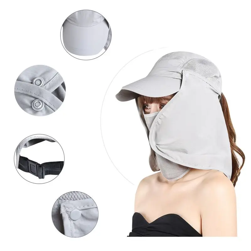 

1pc Portable Removable 360-degree Neck Cover Fishing Hat Sun Ear Flap Bucket Foldable Outdoor UV Protection Cap For Hiking