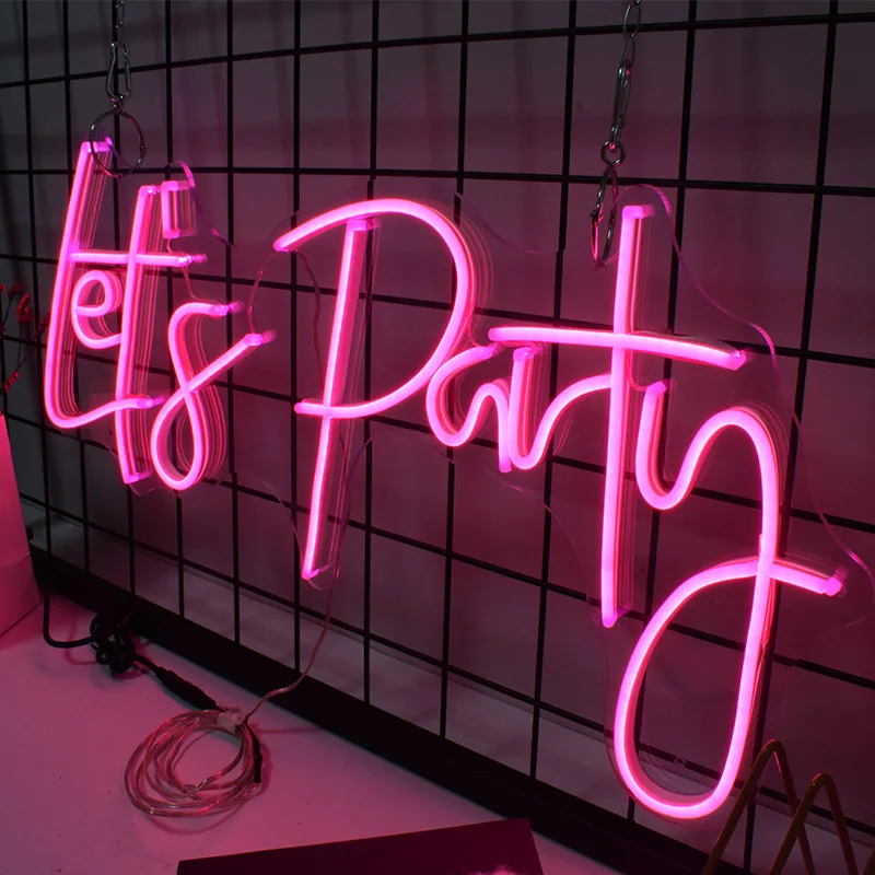 

Custom Neon Sign Let's Party Happy Bithday Logo Name Room-Decor Led-Decorative-Lamps