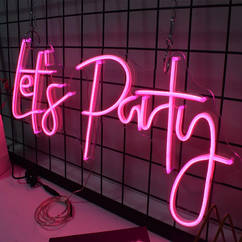 

Custom-Neon-Sign Logo Name let's party Room-Decor Led-Decorative-Lamps