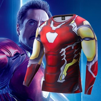 

Iron Man "Mark 85" End Game Cosplay Costume Premium 3D Printed Costume Compression T shirt Finess Gym Quick-Drying Tight Tops