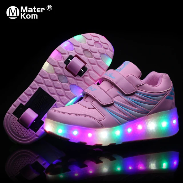 Size 27-43 Led Licht Roller Schoenen Gloeiende Verlichte Sneakers Met Dubbele Wielen Meisjes Lichtgevende Skate schoenen Volwassen _ - AliExpress Mobile