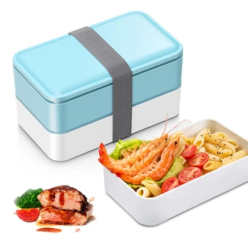 

Adult lunch box double-layer strap-on plastic lunch box large capacity lunch box fresh-keeping box can be microwave