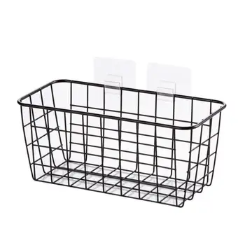 

Kitchen Organizer Wrought Iron Storage Baskets Seasoning Storage Container Bathroom Rectangular Storage Box Wall Hanging Rack