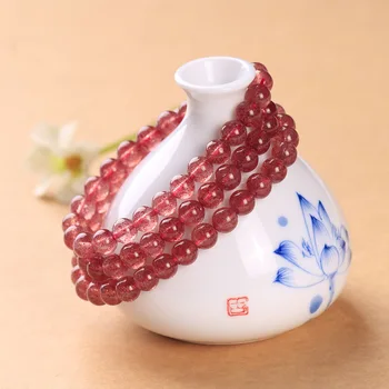 

Natural gemstone strawberry crystal bead bracelet, natural crystal energy bracelet, meditation crystal jewelry for men and women