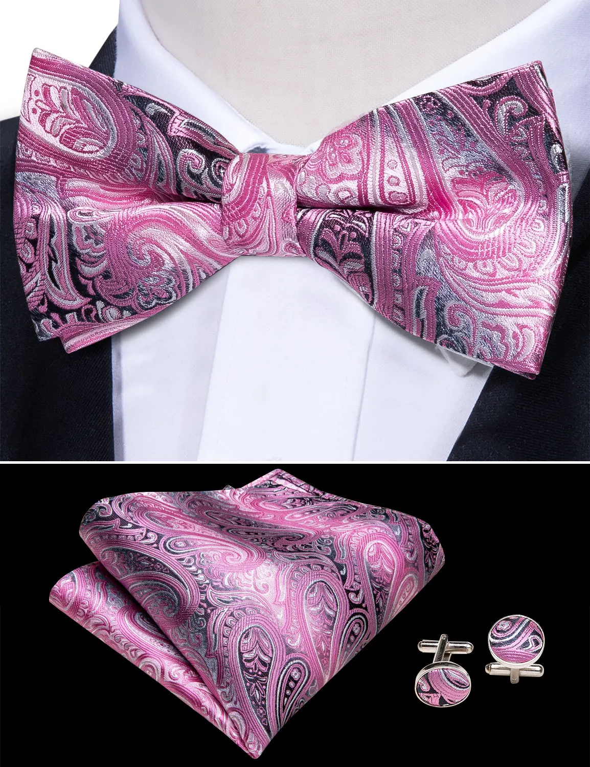 Barry. Wang мужской галстук-бабочка с Пейсли Шелковый Цветочный галстук-бабочка набор носовой платок запонки Cummerbund розовый формальный Пояс для