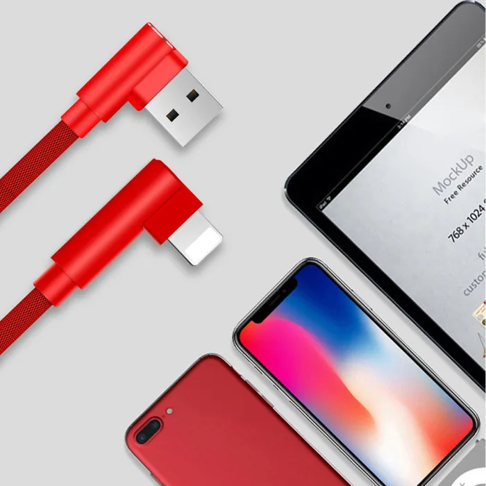Плетеный l-образный USB 90 градусов угловой быстрой зарядки USB кабель для iPhone Andorid type-C PUO88