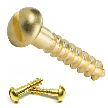 

Round Head Wood Screws Solid Brass Self Drilling Slotted Drive Wood Working Tools Chipboard Fasteners Minus Screw Home Hardware