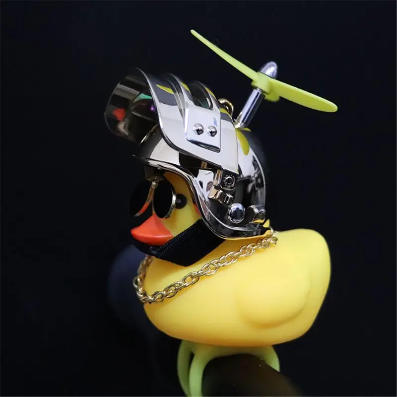 Rubber Duck Toy Car Ornaments Yellow Duck with Propeller Helmet Car Dashboard Decor Squeaking Glowing Duck Toys for Adults Kids 14