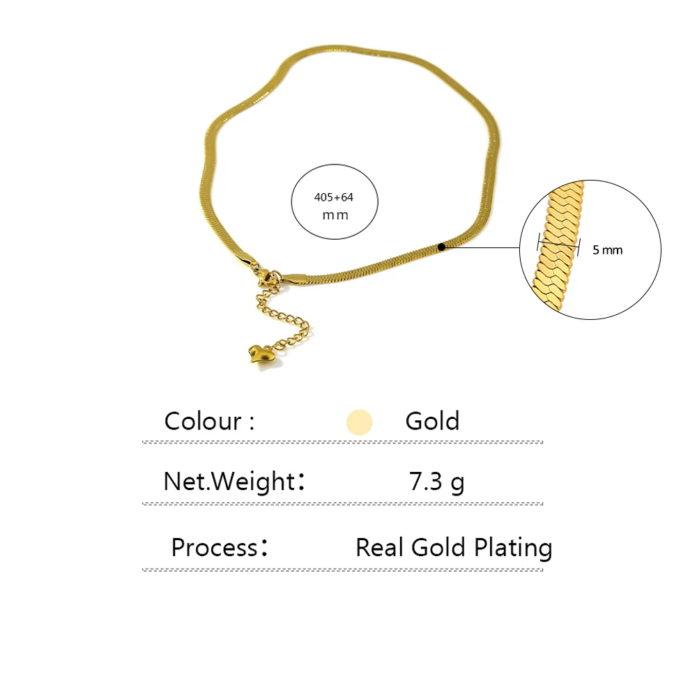 Geometric Snake Chain Necklace Trendy Stainless Steel Jewelry Golden Metal Texture - Image 6