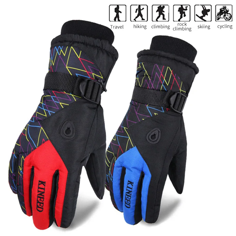 Men Ski Gloves Waterproof Winter Warm Gloves Unisex Windproof Snowmobile Snowboard Gloves Motorcycle Riding Snow Mitten