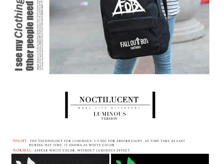 Anime Fall Out Boy Backpack Middle High School Students Bookbag Schoolbag (5)