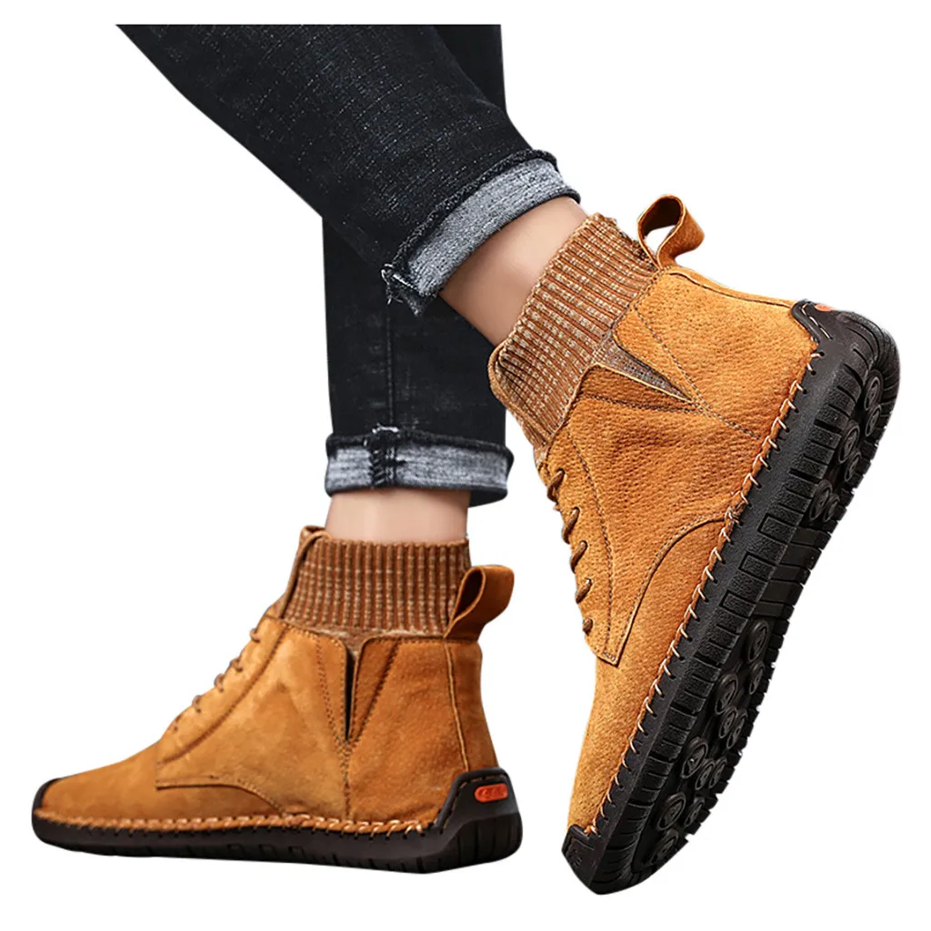 Мужские зимние сапоги Botas дизайнерская мужская обувь, ботинки, на шнуровке, обувь для вождения Для мужчин высокое качество Винтаж Для мужчин работает парадная обувь;#3