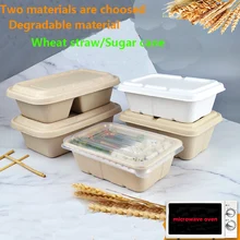 ZEQIU Disposable degradable wheat straw sugarcane environmentally friendly compost lunch box 650ml750ml950ml1000ml