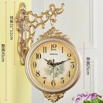 

Double Sided Kitchen Antique Wall Clock Silent Vintage European Wall Clock Luxury Living Room Reloj Pared Home Decor JJ60WC
