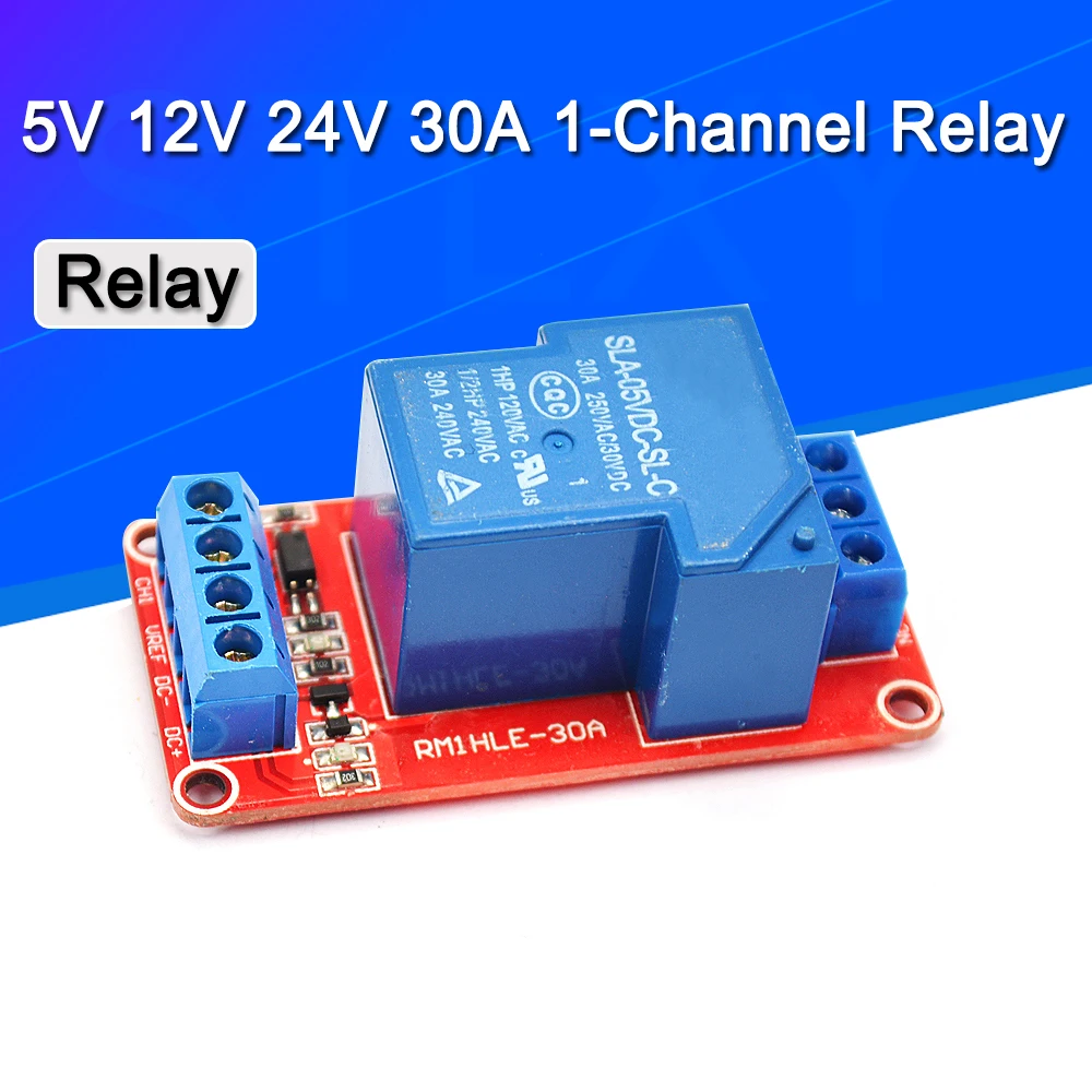 DC 5V 12V 24V 30A высокая низкая мощность 1-канальный релейный модуль с оптроном