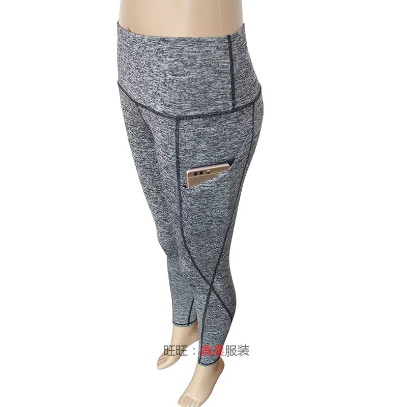 Bamboo grey Повседневная спортивная форма, леггинсы для тренировок, шорты с завышенной талией и карманами, леггинсы для бега, женские леггинсы, женские штаны бодикон - Цвет: Bamboo grey