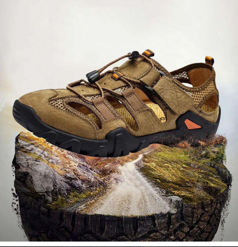 New Roman genuine leather men sandals summer cow leather for beach male shoes mens gladiator sandal Plus size 38-46 (1)