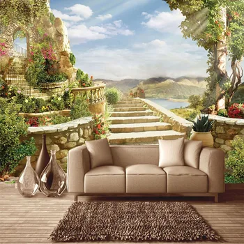 

European Style Garden Landscape Mural Wallpaper 3D Nature Scenery Wall Painting Living Room TV Bedroom Background Wall Papers 3D