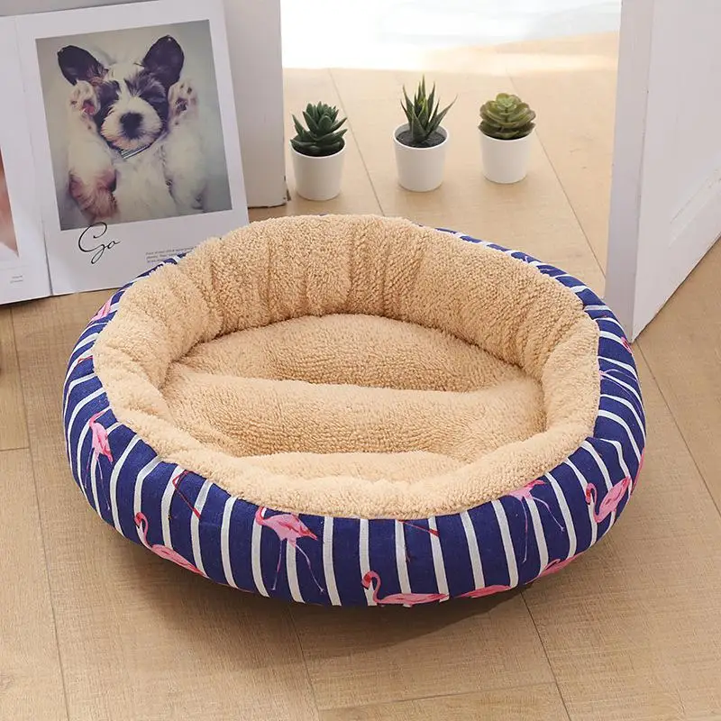 Christmas Soft Round Pet Dog Bed Washable For Cat Cot Nest Gifts Non-slip Pet House Dog Cushion Short Plush Mats Lounger Sofas - Цвет: 13