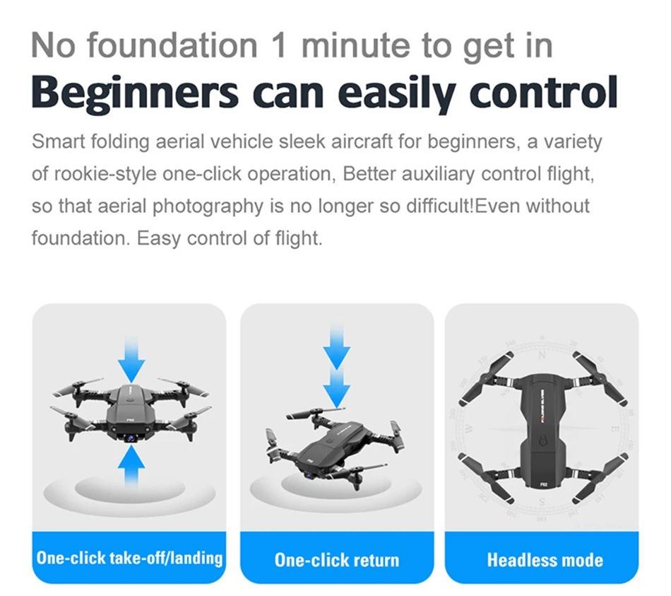 KEELEAD F62 MINI Drone Quadcopter 4K WIFI Wide Angle dual Camera Drone Gesture Control light flow positioning Folding RC dron