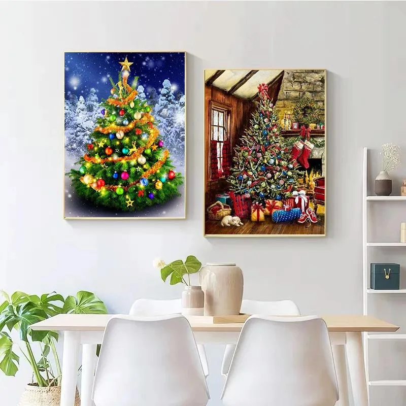 

Christmas Decoration Canvas Painting "Christmas Tree Gift" Christmas Tree Decoration Painting Modern Living Room Home Decoration