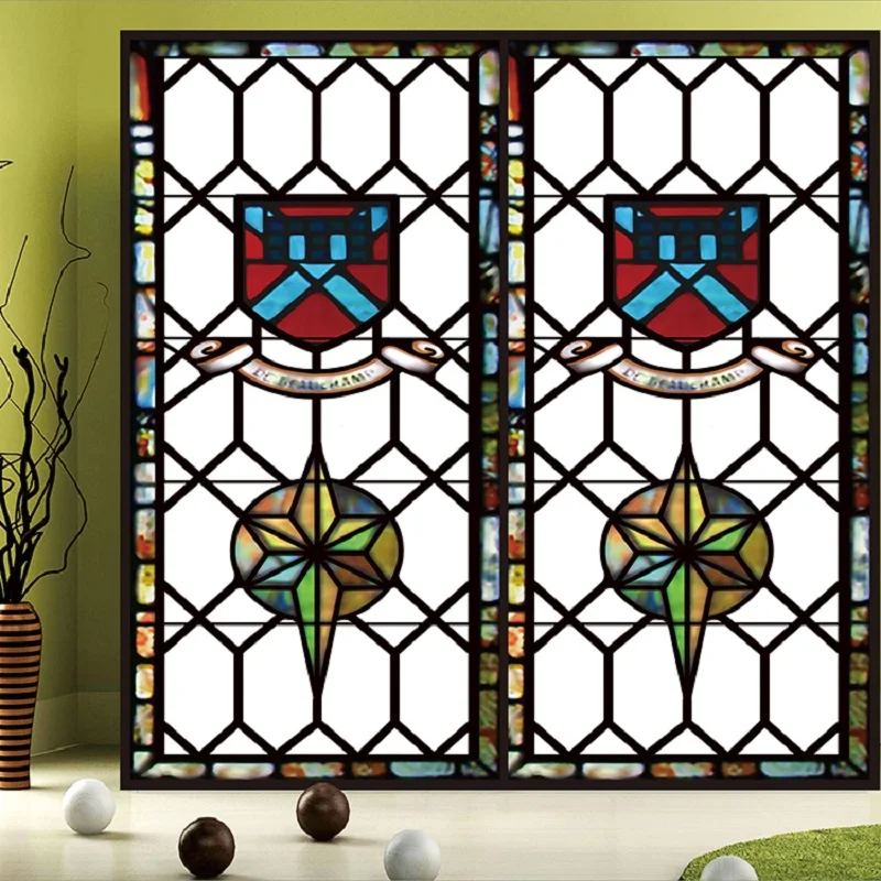 

Customized Size Hot-Sale Window Cover Static Cling Reusable Window-Privacy-Protection Church Stained Window Geometry 40cmx60cm