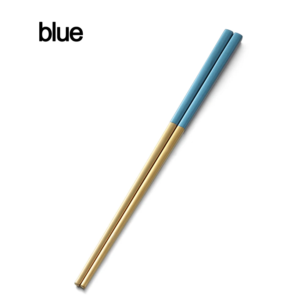 blue 1 пара прочная многоразовая нержавеющая сталь Красочные палочки для еды против ожогов высококлассные столовые приборы кухонные принадлежности - Цвет: blue
