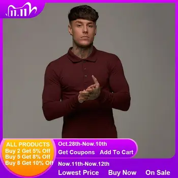 

Spring Autumn Classic Polo Long Sleeve Shirt Men Turn-over Collar Fashion Casual Slim Fit Breathable Solid Business Polo Shirt