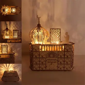 

Ramadan Countdown Calendar Wooden Candy Gift Calendar Perfect Ornament for Eid Mubarak Decoration