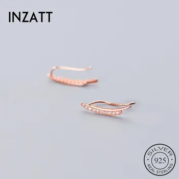 

INZATT Real 925 Sterling Silver Zircon Hoop Earrings For Fashion Women Party OL Fine Jewelry Minimalist Accessories Gift