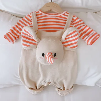 

Baby Girl Clothes Set Autumn 2020 Striped Tops Elepant Pants 2pcs Infant Clothing Baby Christmas Outfit Boys Thanksgiving Sets