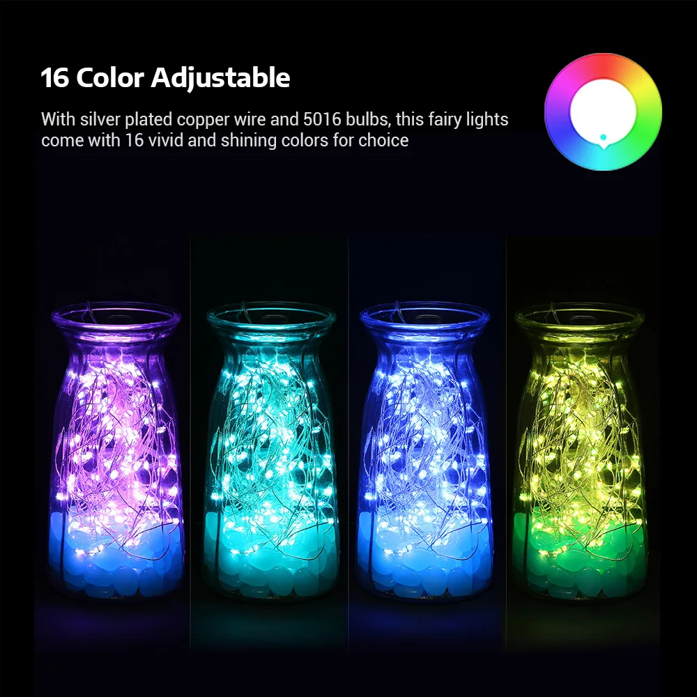 LH-BT-YHD150RGB 150 светодиодов Сказочный медный светильник фейерверк с управлением приложением